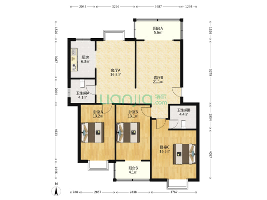 甘霖路37号 3室2厅2卫 119平方