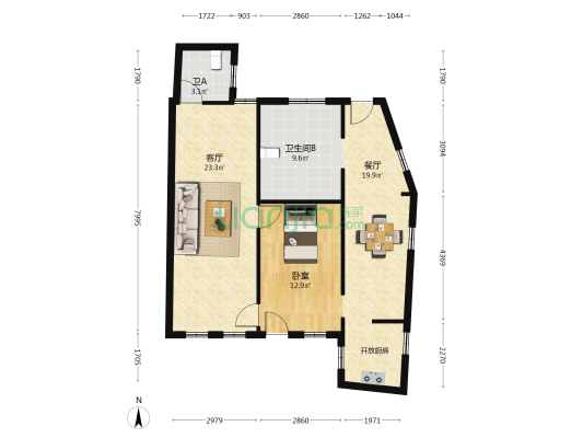 史家弄 1室2厅2卫 70平方