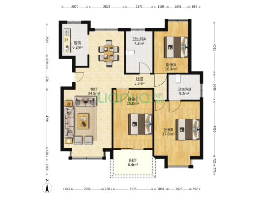 潮都华庭 3室1厅2卫 130平方
