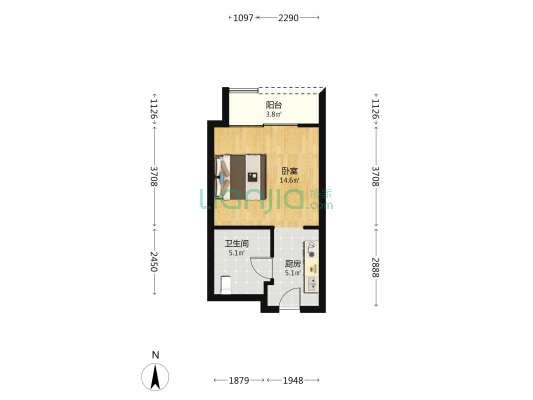 深业中城 1室0厅1卫 50平方