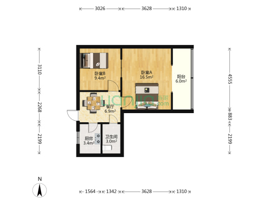 新民东街12号院 2室1厅1卫 56平方