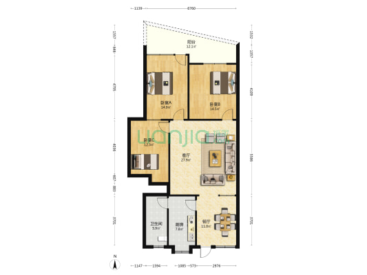 八角塘西巷57号 3室2厅1卫 112平方