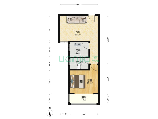 南向正规一居，这个价格别租房了-户型图