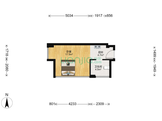 浙大网新未来寓 1室0厅1卫 44平方