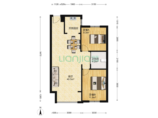 华润橡树湾一期 2室1厅1卫 89平方
