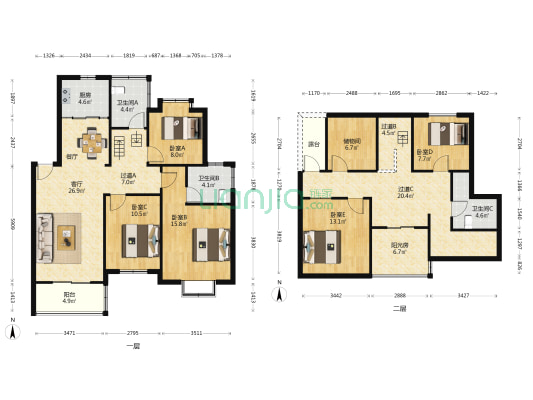 福润花园二区 5室1厅3卫 136平方