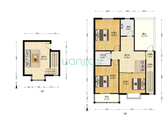 紫南花园 3室2厅1卫 124平方