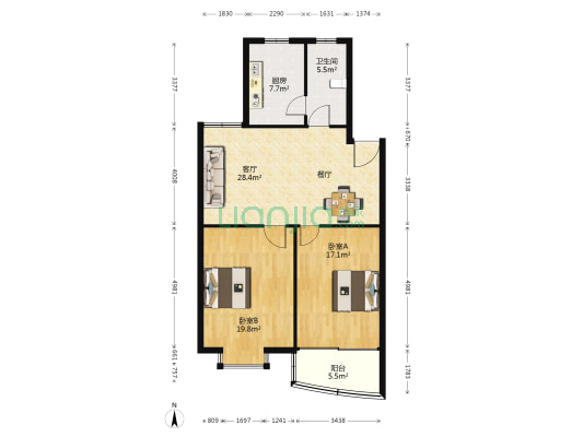 鑫安苑润福里 2室1厅1卫 91平方