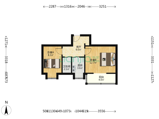 群英路20号院 2室1厅1卫 45平方