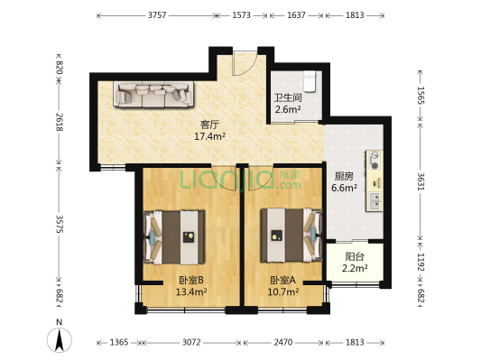 万龙原色生活2期 2室1厅1卫 74平方