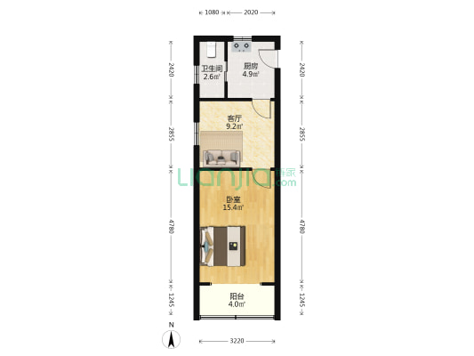 东汉阳路430号 1室1厅1卫 43平方