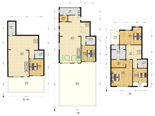 高铁商圈 鸿坤理想湾叠拼别墅 一层带前后花园-户型图