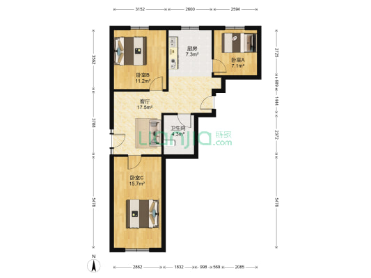 凤凰城 3室1厅1卫 79平方