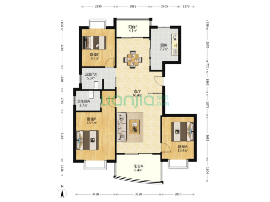 王府名邸 3室1厅2卫 135平方