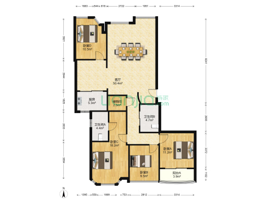 万康御园 4室1厅2卫 169平方