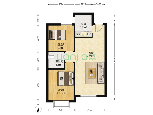 金辉华府 2室1厅1卫 82平方