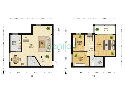 端仕雅苑 3室1厅2卫 110平方