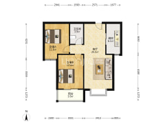 名流美域带装修三居室，看房方便-涿州名流美域户型图