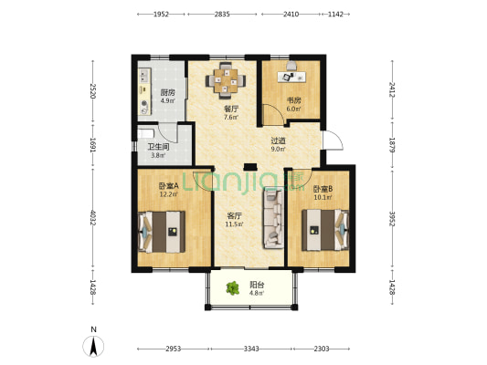 大新路129弄 3室2厅1卫 86平方