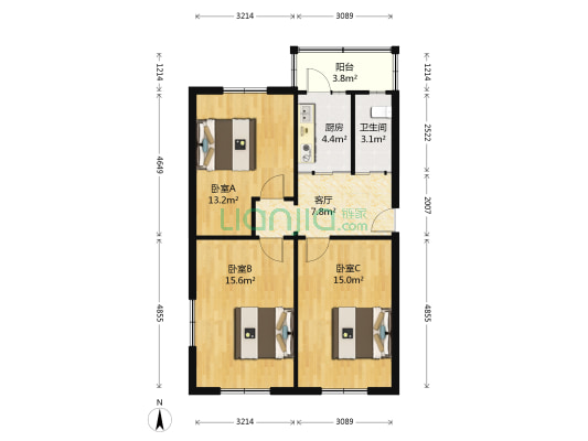 省实验小区 3室1厅1卫 81平方