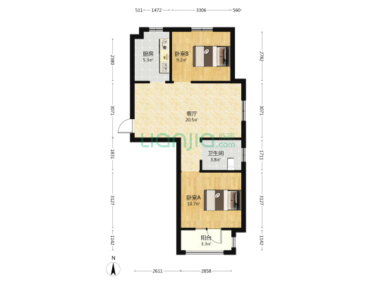 天和雅园 2室1厅1卫 83平方