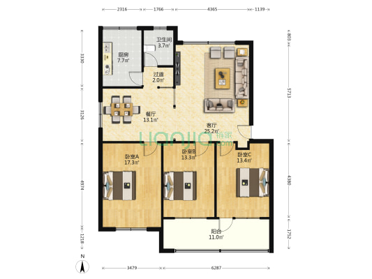 许昌市经贸委住宅楼 3室2厅1卫 122平方