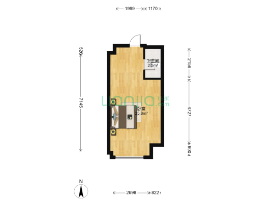 云龙华府一期 1室0厅1卫 46平方