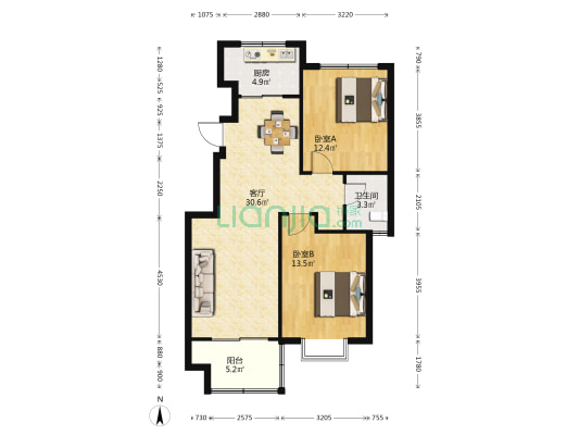 海云世纪城 2室1厅1卫 89平方