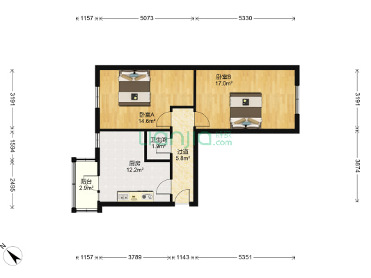 极乐二道街 2室0厅1卫 66平方