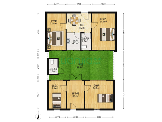 建国里 4室1厅2卫 56平方