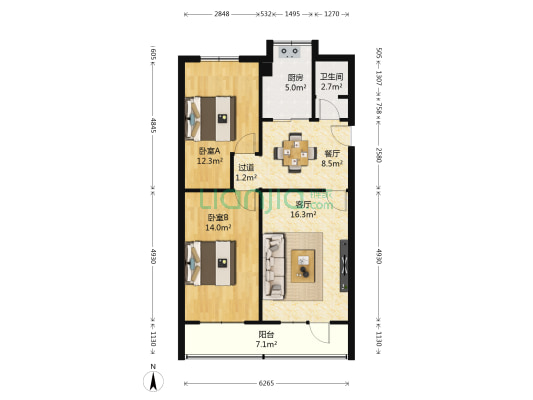 金城家园 2室2厅1卫 75平方