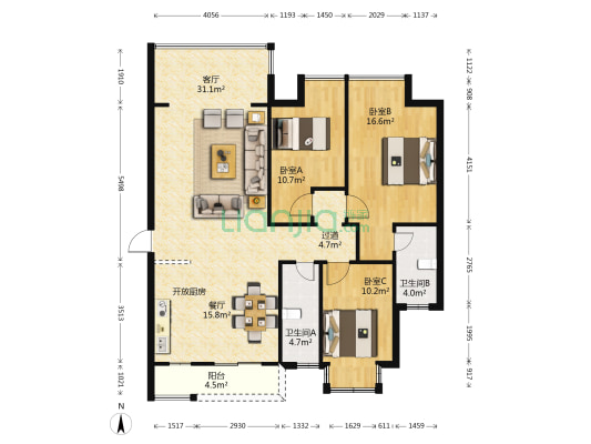 凤凰白龙新城 3室2厅2卫 120平方