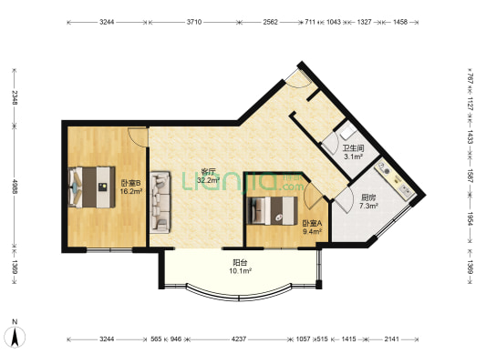 泰兴苑 2室1厅1卫 83平方