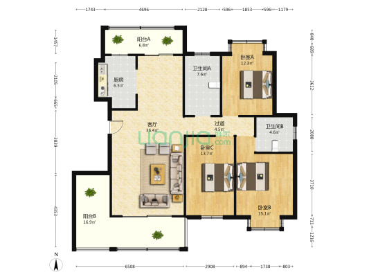 锦翠苑 3室1厅2卫 141平方
