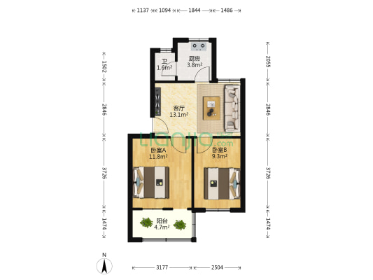 营山巷 2室1厅1卫 53平方