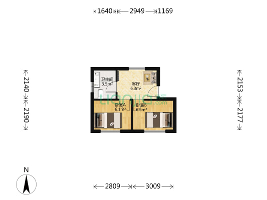 金誉花园 2室1厅1卫 32平方