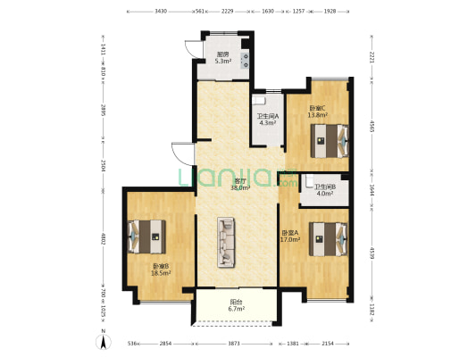 东晟家苑二期 3室1厅2卫 150平方