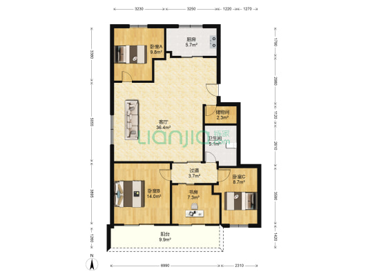 虹桥新村锦桥小区 4室1厅1卫 115平方