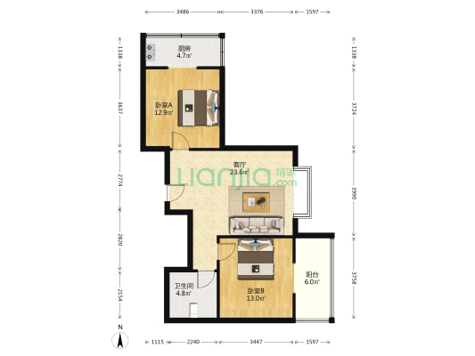 金溪苑 2室1厅1卫 101平方