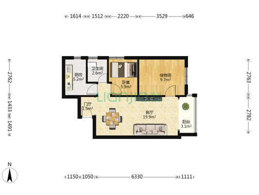 弘邦领邸 1室1厅1卫 71平方