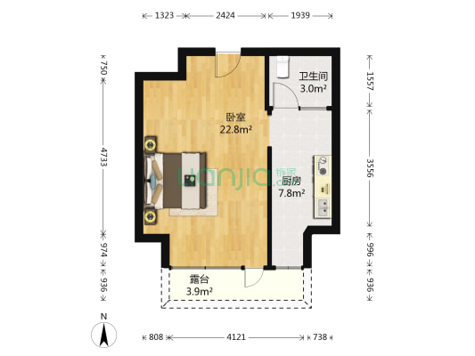 海印长城 1室0厅1卫 45平方