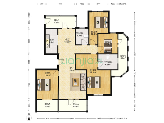 香邑澜山 4室2厅2卫 150平方