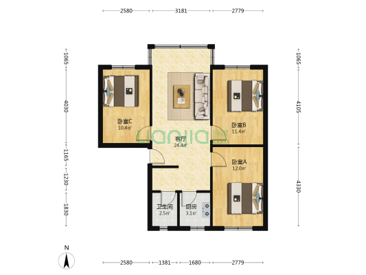 东街15号 3室1厅1卫 78平方