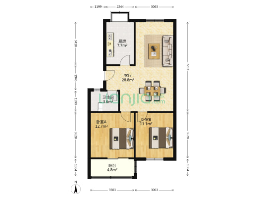 郑纺机前街2号院 2室1厅1卫 82平方