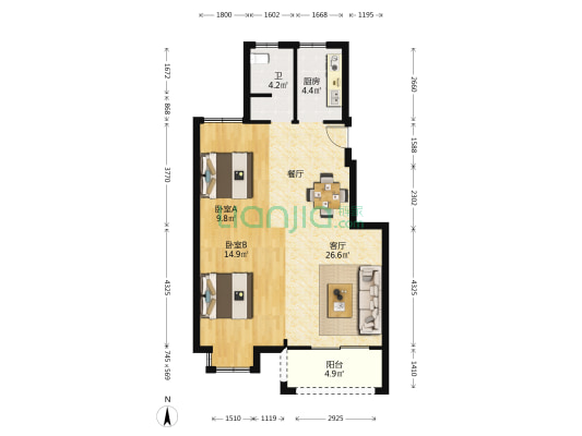 云栖水苑 2室1厅1卫 79平方