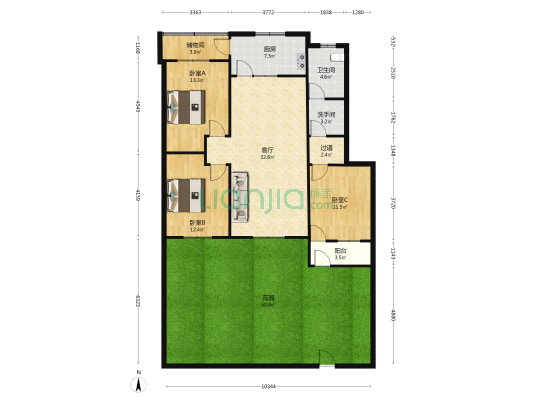 松龄西路 3室1厅2卫 115平方