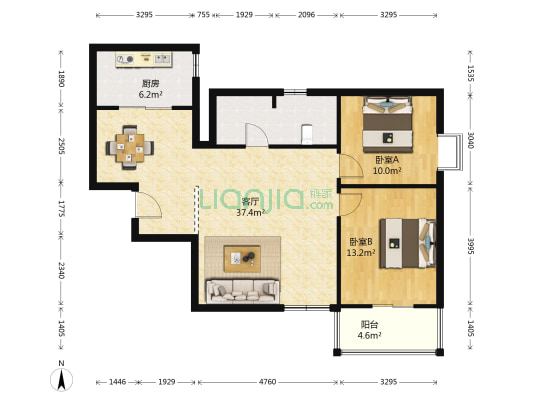 泰华·顶秀风尚 2室1厅1卫 98平方