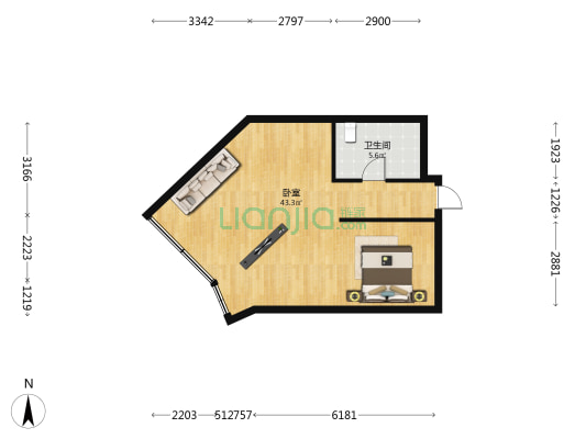 凯瑞莱海景度假酒店·三亚湾 1室0厅1卫 70平方