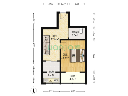 金碧花园 1室1厅1卫 45平方