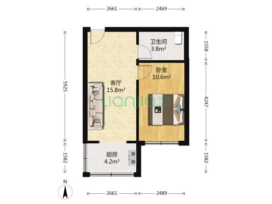 金丰街坊 1室1厅1卫 46平方